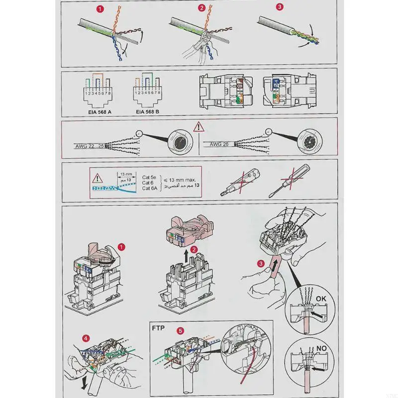 N7MC CAT6 RJ45 Keystone Módulo Conector Ethernet para panel parche placa pared