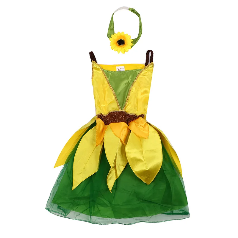 Sun Flower Cosplay Dress For Kid Girl Halloween Carnival Costume School Performance Party Fancy Show Summer Slip Dress