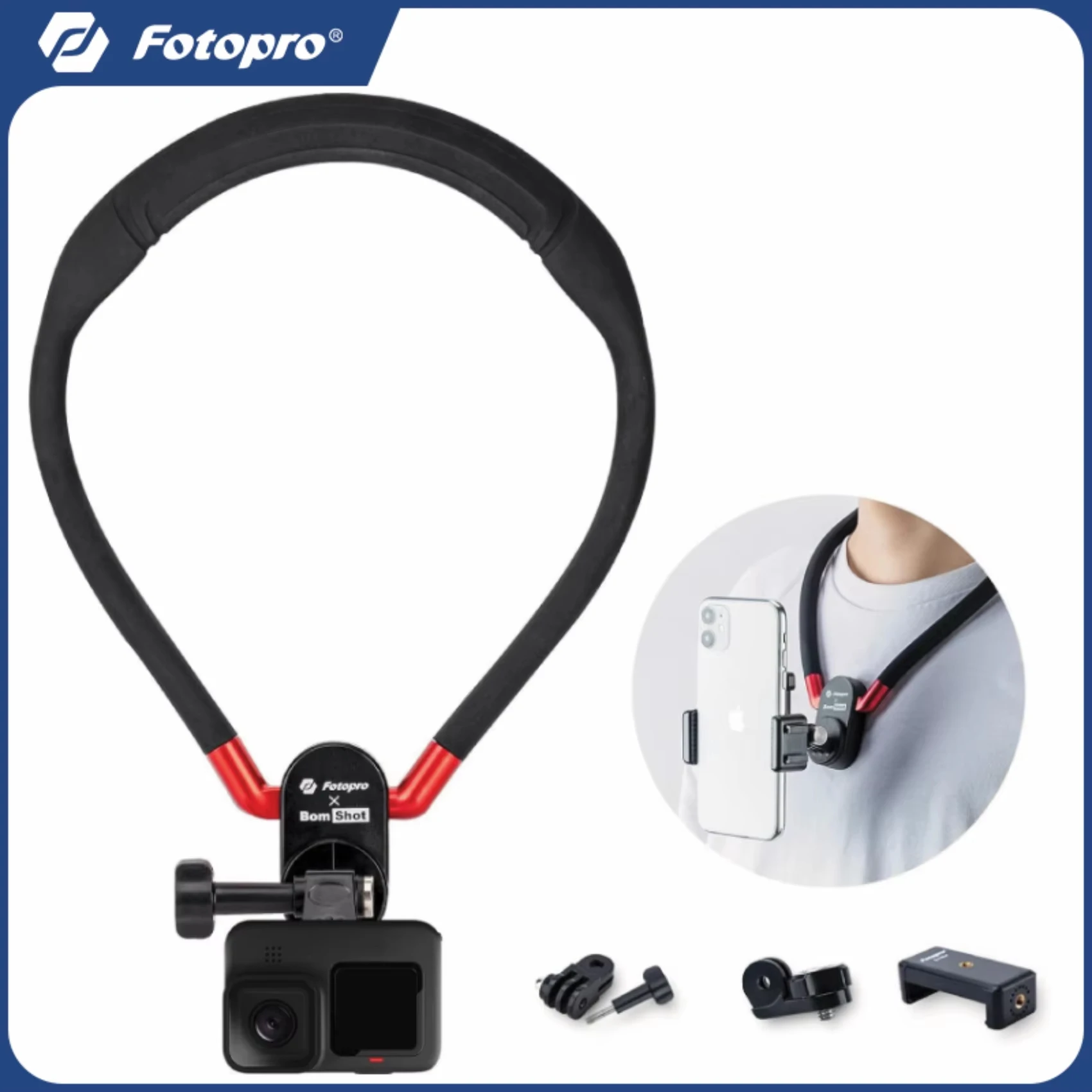 

Fotopro GP-03 Magnetic POV Neck Mount Holder Flexible Silicone Vlog Neck Bracket Vertical Shooting Clip for GoPro Insta360 DJI A