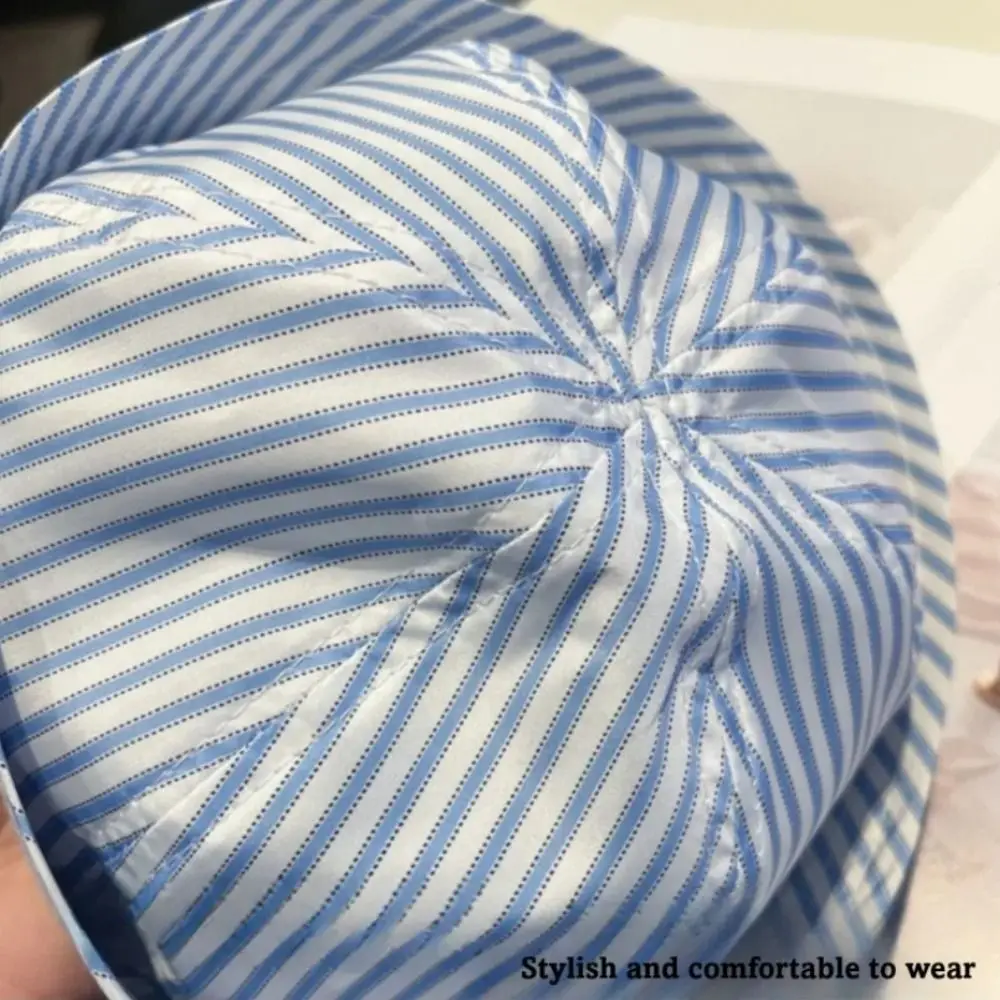 Kawaii Y2K Stripe Sailor Hat Cute Solid Color Navy Hat Polyester Flipped Brim Captain Hat Rave Festivals