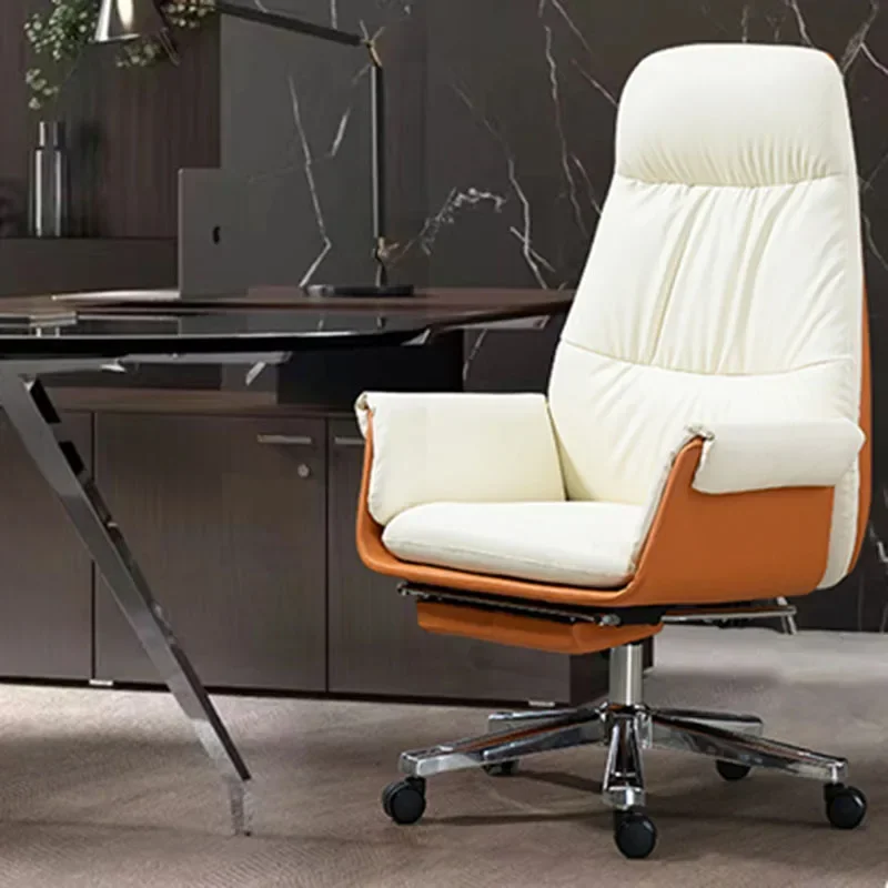Office Chair With Leg Rest Player Single Person Saddle Swivel Portable Weightless Leather Furniture Bedroom Computer Armchair