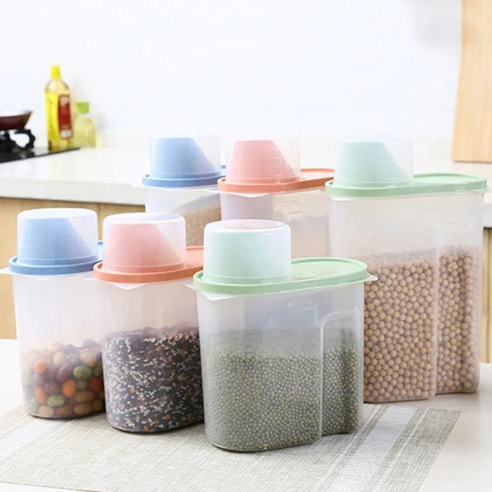 1.9L Plastic Sealed Grain Storage Tank Airtight Container Kitchen Cereal Box Organizer Moisture-Proof Transparent Cereal Crisper