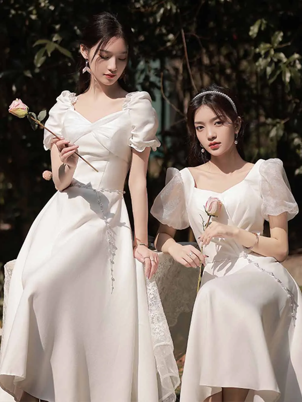 4-styles-elegant-women-white-bridesmaid-dress-2025-short-sleeves-square-collar-pearl-belt-simple-a-line-wedding-party-vestido