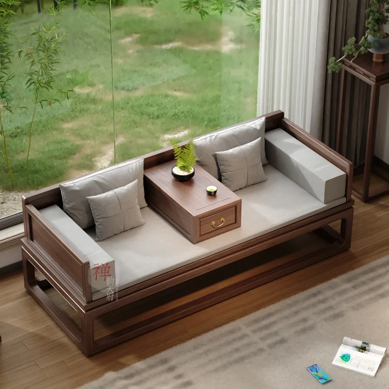 سرير أرهات من الخشب الصلب الصيني المنزلق مع أدراج، غرفة معيشة بسيطة وحديثة، شقة صغيرة، مجموعة أريكة استرخاء
