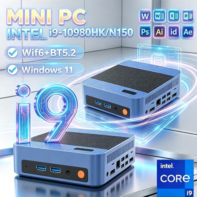 2026 Intel Core i9 10980HK Mini PC Windows11 Small Pocket Cmputer 16GB RAM 1TB 2TB SSD WIFI6 BT5.2 4K Desktop PC Gaming Computer