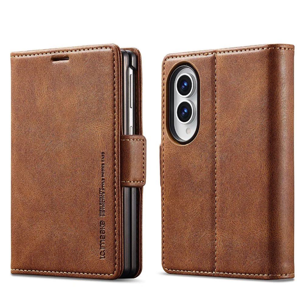 Retro Solid Color Leather Magnetic Flip Cover for Samsung Galaxy Z Fold 8 Ultra/Z Fold7 6 with Built-in Cash Pocket & Card Slots