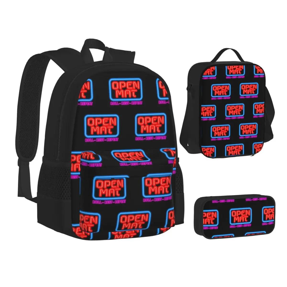 

Open Mat - Jiu Jitsu Rolls Backpacks Boys Girls Bookbag Children School Bags Kids Rucksack Lunch Bag Pen Bag Three-Piece Set