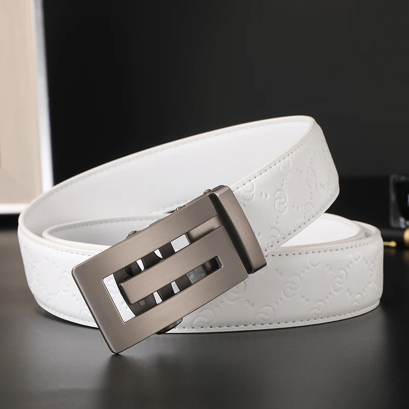 2024 New Luxury Designer Male Belts Men High Quality Canvas Genuine Leather Belt Automatic Buckle Strap Belt for women Jeans