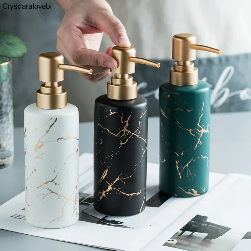 Marble Texture Ceramic Lotion Bottle Liquid Soap Dispenser Bathroom Sub-bottling Shampoo Shower Gel Hand Sanitizer Ceramic Bottl