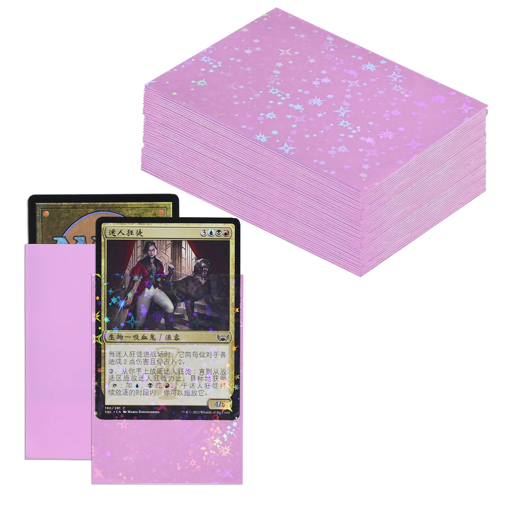 60 Stück Holografische Sternkartenhüllen Standardgröße 66x91mm für TCG/MTG Spielkarten Idol-Foto Sportkarten Schützen Sie Ihre Karten – Detail 9