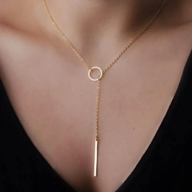 Punk Metal Choker Necklace for Women Simple Round Chain Clavicle Collarbone Jewelry Fashion Accessory Gift