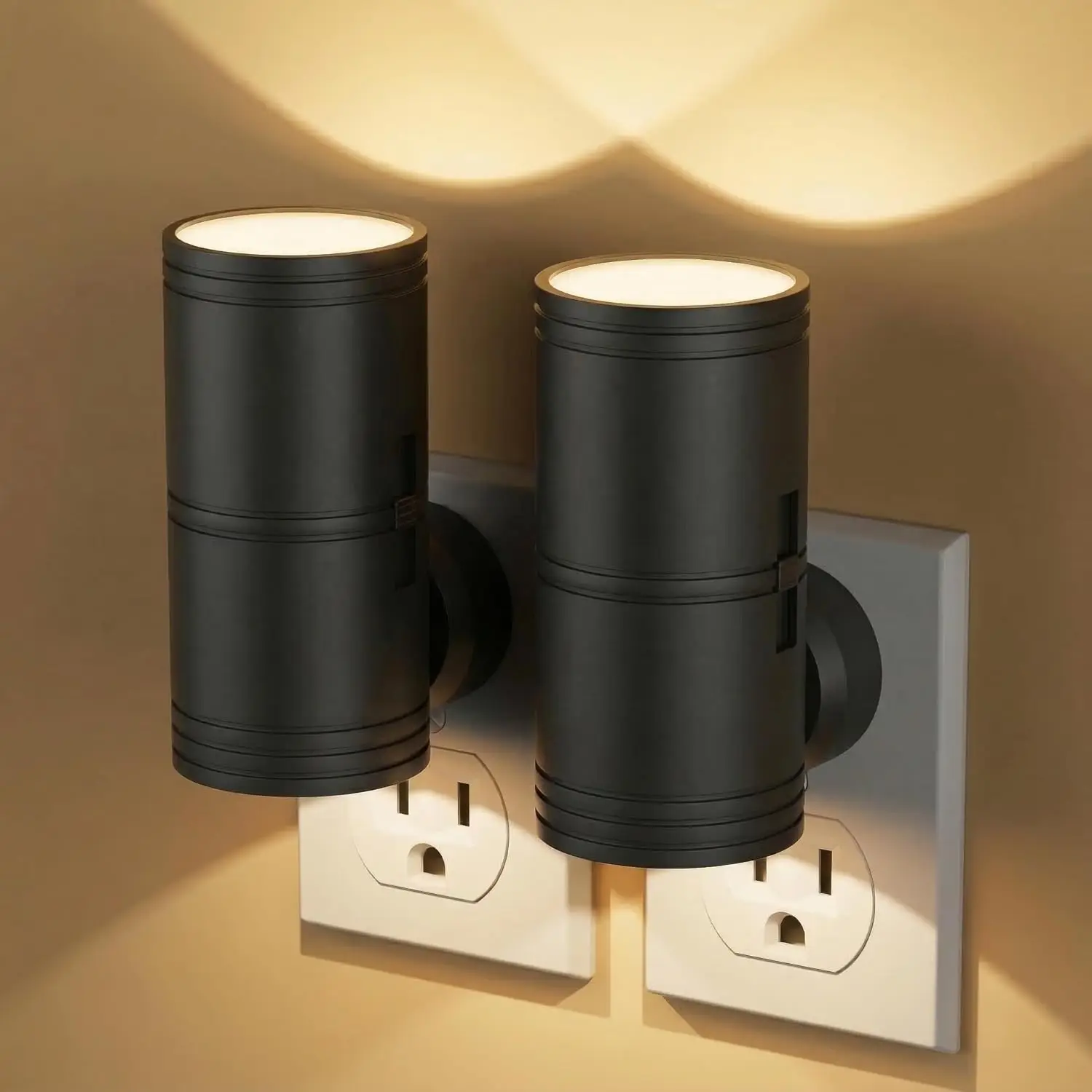 

Светодиодный ночник с регулируемой яркостью и автоматическим датчиком, мягкое белое свечение для прихожей, ванной комнаты, спальни, черный, 2 шт.