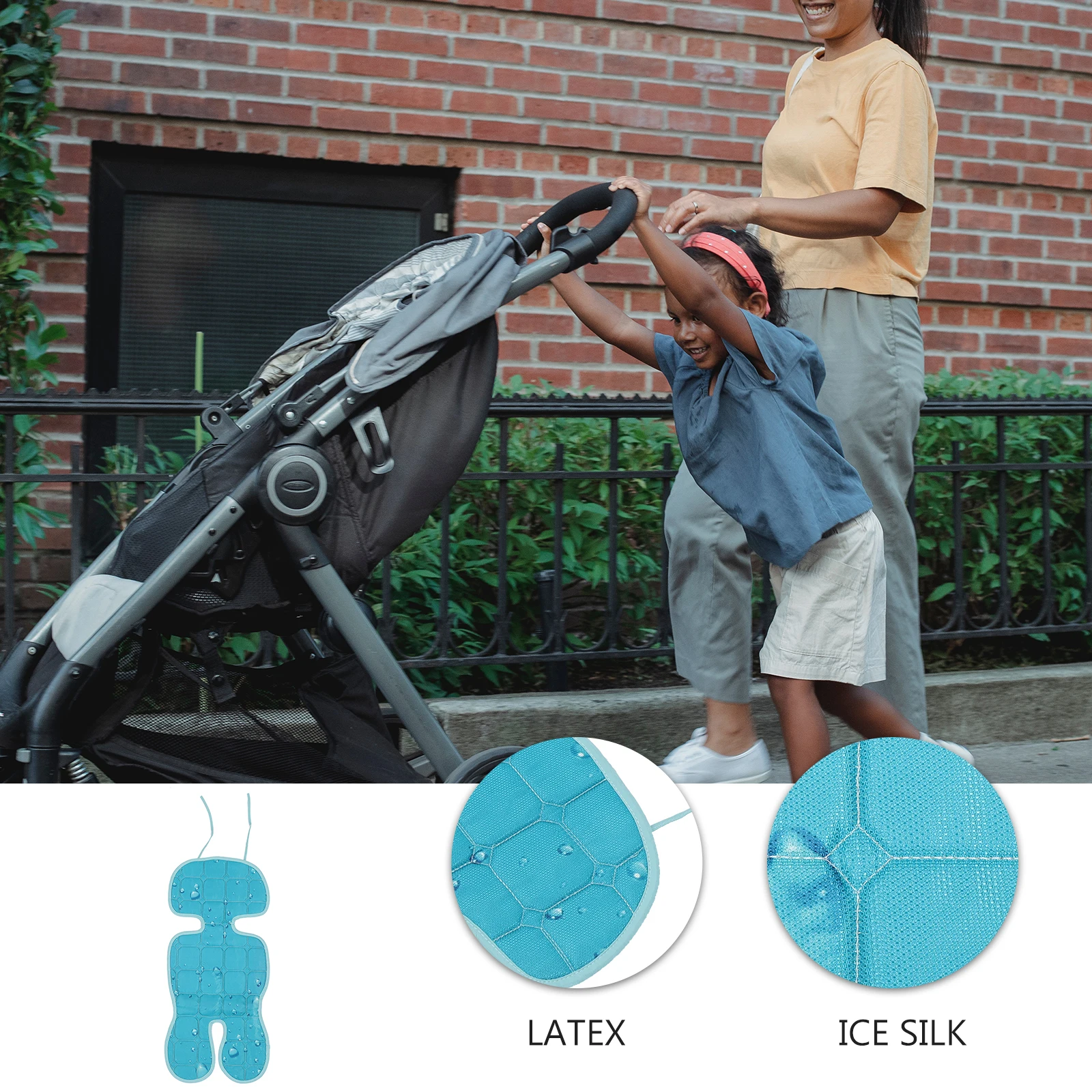 

Summer Stroller Mat Infant Seat Cooling Cushion Ice Silk Mat Latex Heat Absorption Random Color Comfortable Sleeping