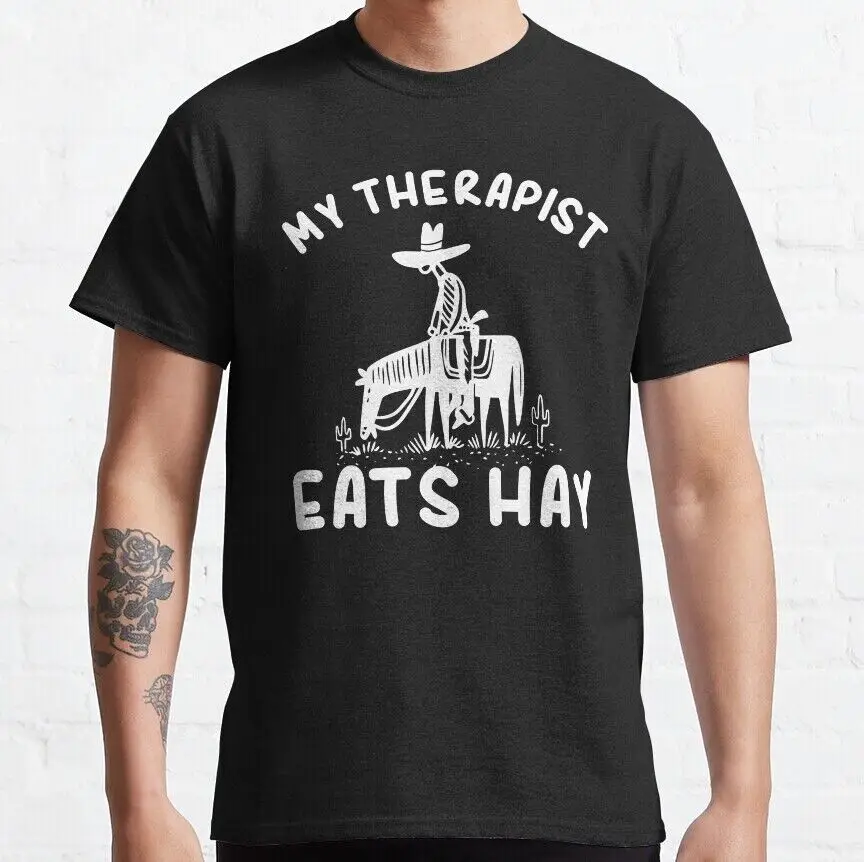 My Therapist Eats Hay Gift For Horseback Riders Horse Essential  T-ShirtAnime Pattern Clothing Y2K Summer high quality 100% cott