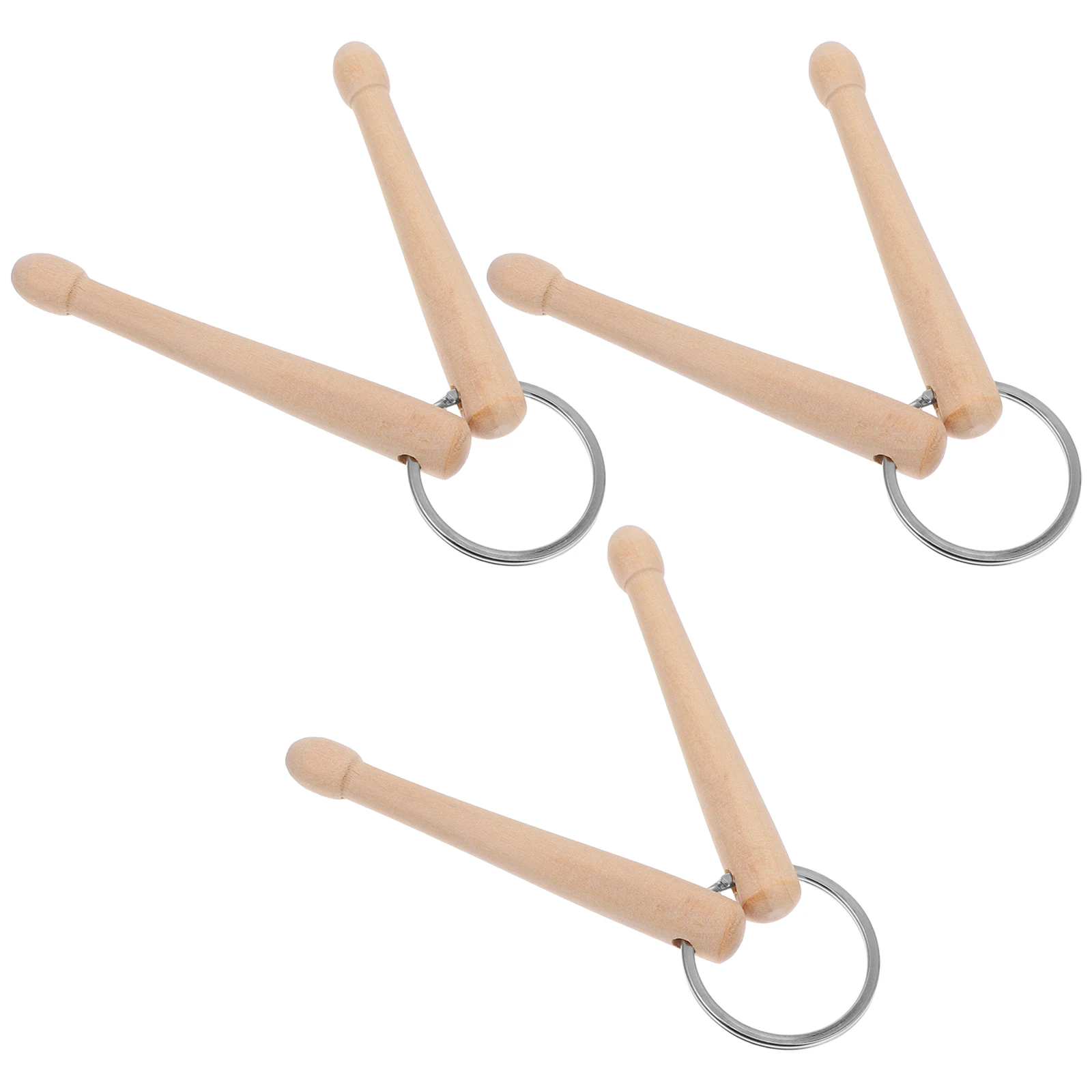 3PCS Drumstick Keychain Durable Material Mini Decorative Musical Instrument Pendant for Bag Cellphone Car