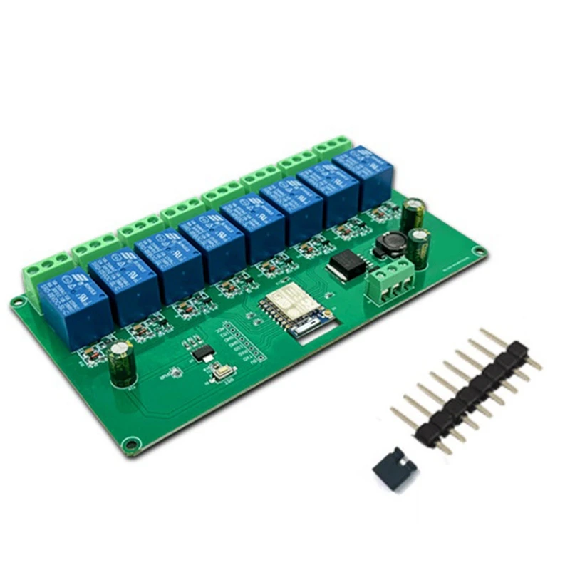 3CGRO-Relay Module ESP-07 8 Way WIFI Module 5V/7-28V Power Supply ESP8266 Development Board Secondary Development Module