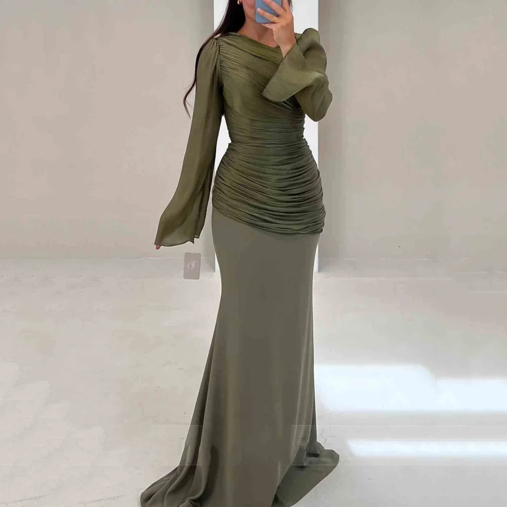 

Vintage Prom Dress Customized Long Sleeves Mermaid Party Gowns Floor Length Simple Evening Dress Mermaid فساتين سهرة