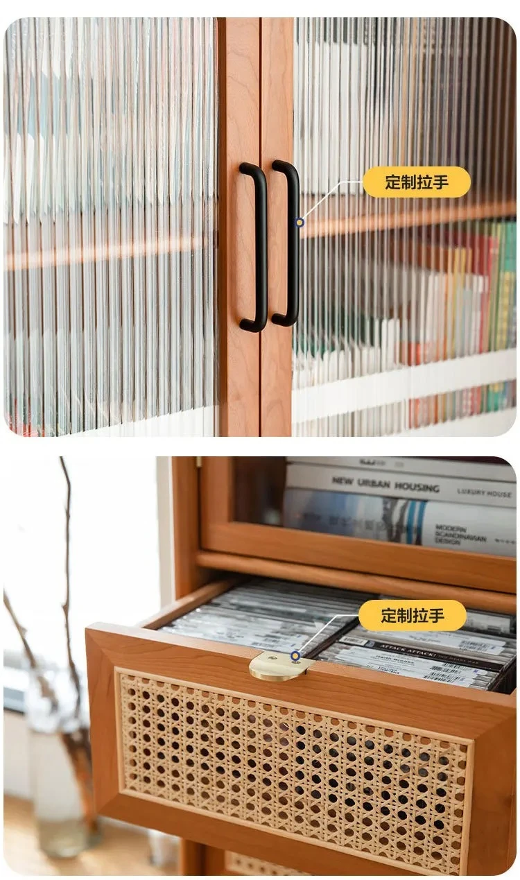 Nordic Antique Style Solid Wood Bookcase Household Minimalist Display Cabinet