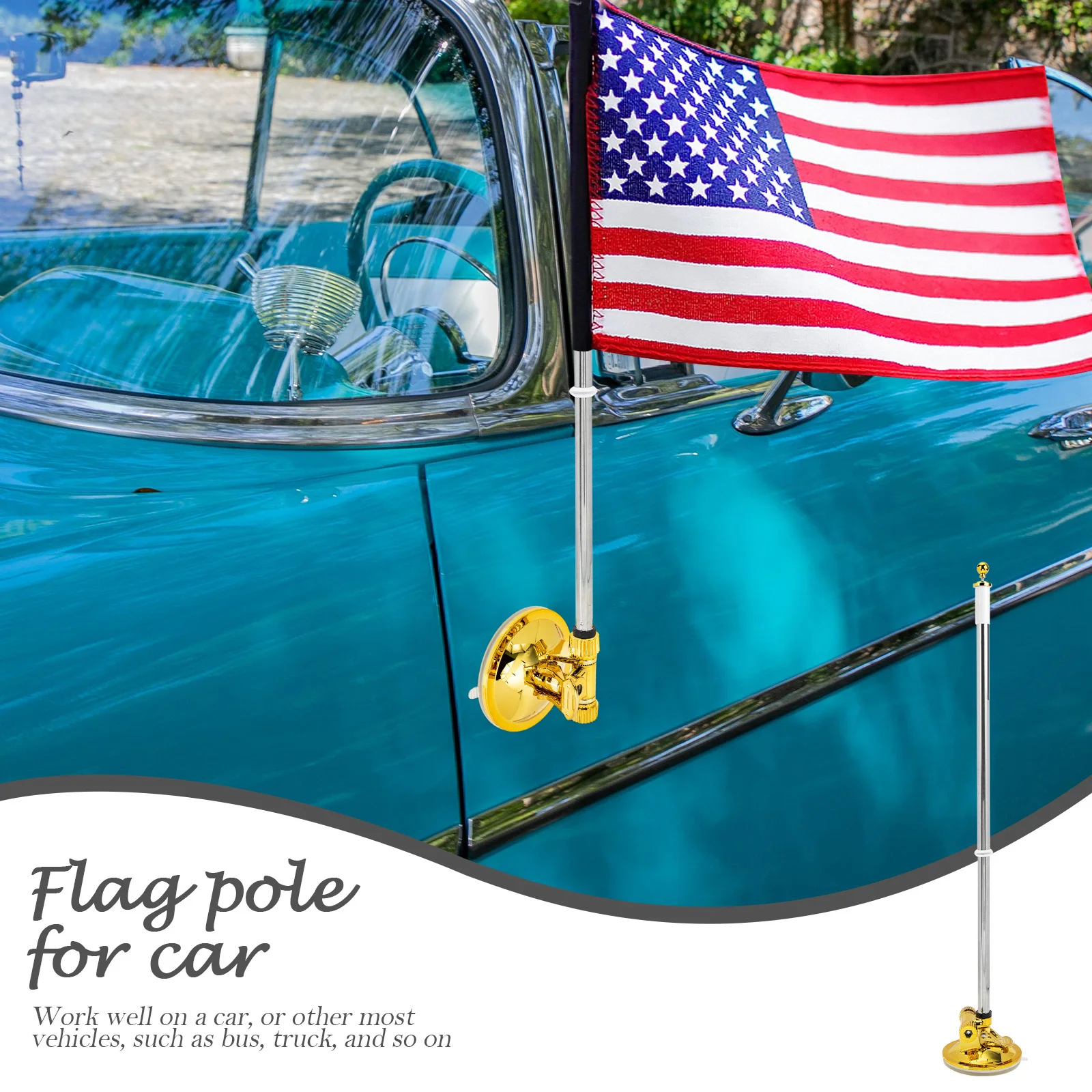

Universal Suction Cup Flagpole for Car Vehicle Flag Mount Holder Flagpole Fixator Easy Install Flag Pole Suction Type Flagpoles