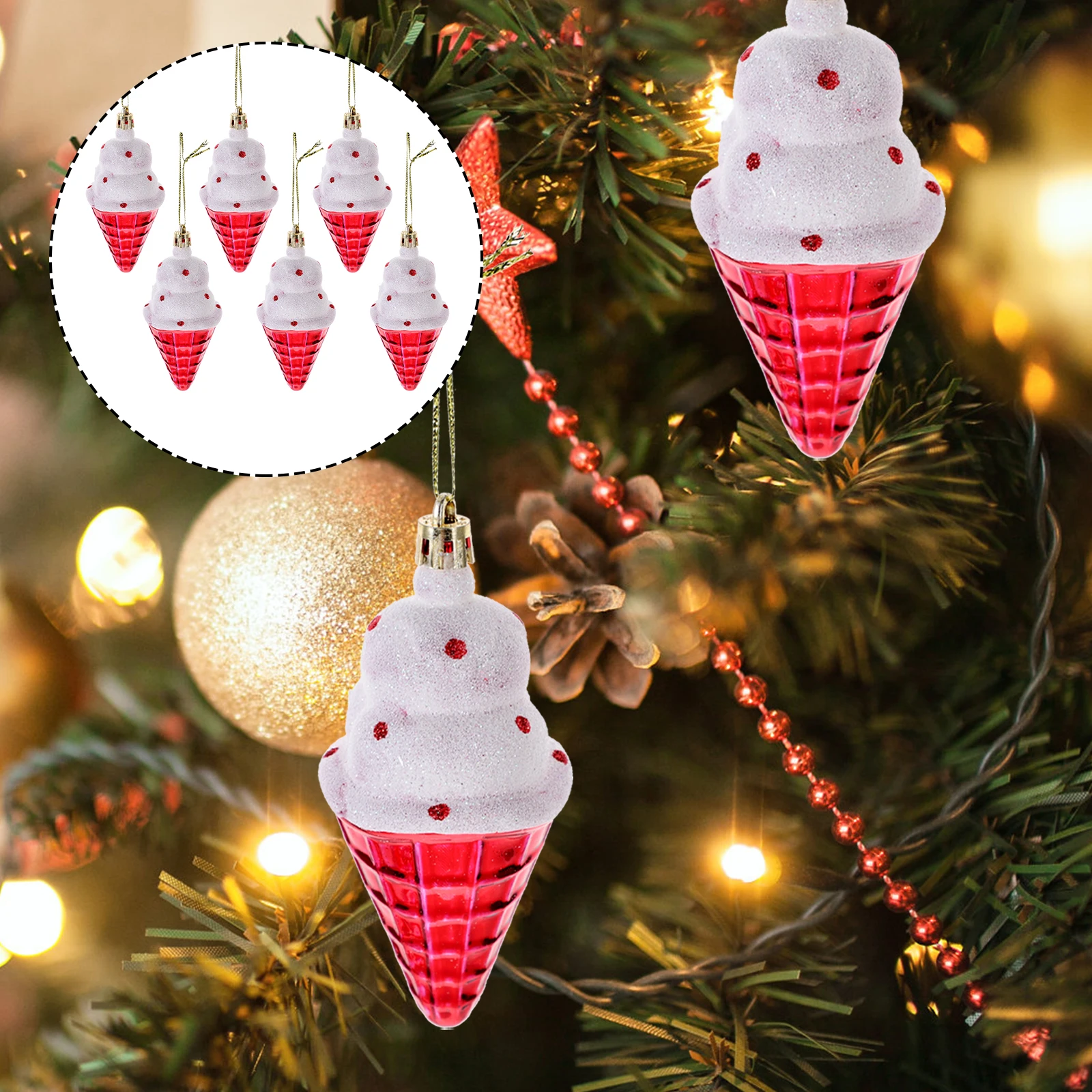 

6 Pcs Hanging Party Decorations Decoration Ice Xmas Supplies Cream Pendant Xmas naments Plastic Bulk