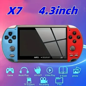 X7 Handheld Video Retro Game Console 4.3 inch HD Screen Portable Audio Video Player Classic Built-in 1000+ Free Games Play