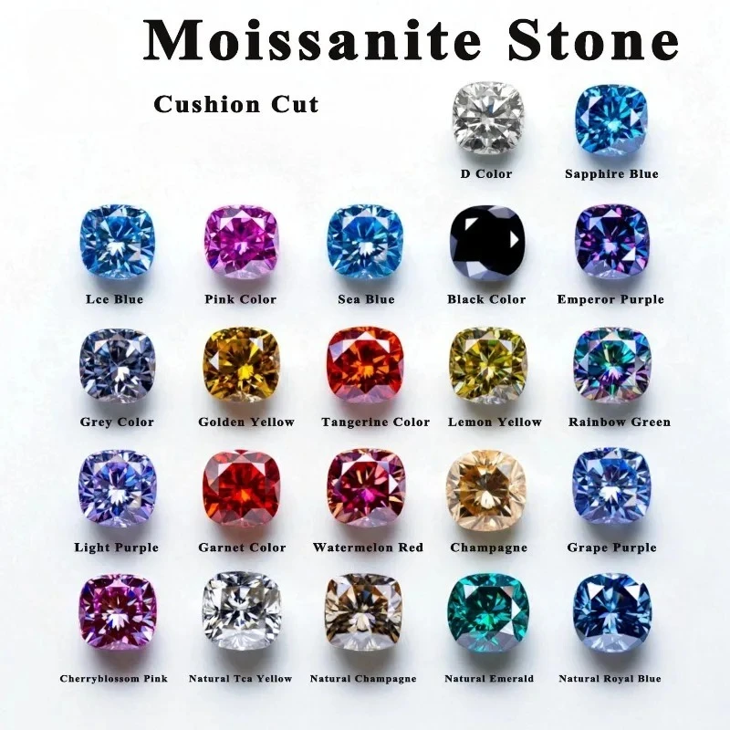 

Moissanite Stone Cushion Cut VVS1 High Quality Loose Gemstones for Custom Jewelry Making with Certificate