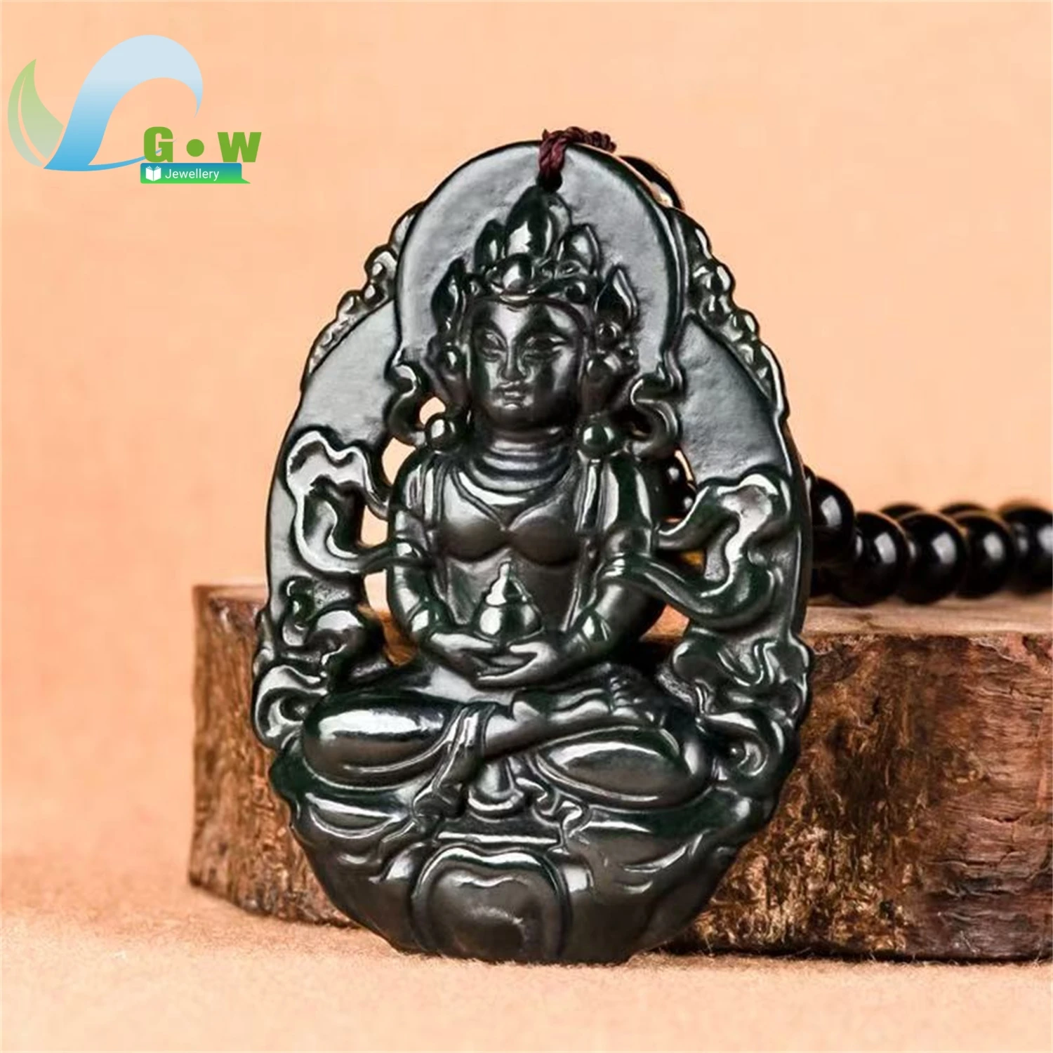 Natural Old Stock Black Hetian Jade Tara Pendant Carved Hanging Ornament Unisex Exquisite Retro Ethnic Style Jewelry Gift