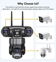 Caméra 256 Go avec carte SIM, 12MP, 6K, 4G/Wi-Fi, triple objectif, triple écran, vision nocturne, protection de sécurité, surveillance vidéo 7