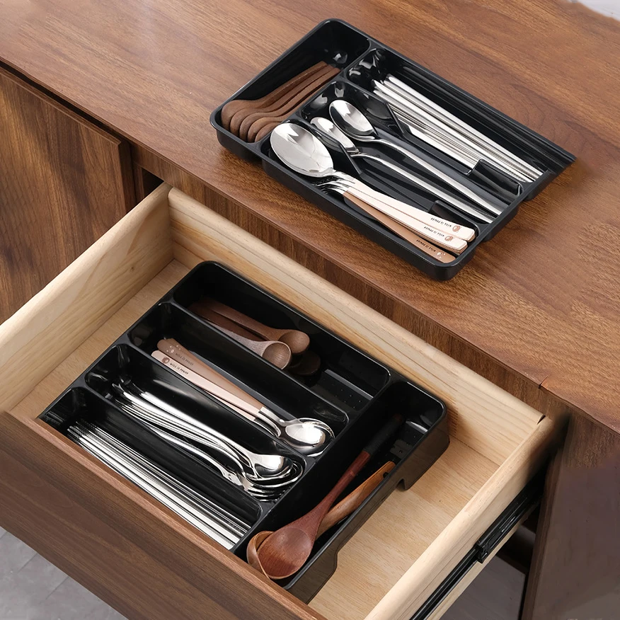 Multi-purpose Cutlery Storage Tray Fork Spoon Tableware Organizer Home Kitchen Drawer Categorized Plastic Container Storage Box