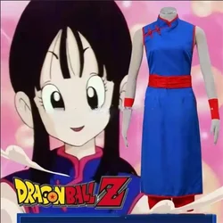 Dragon Ball Z Chichi Cosplay Costume Shirt Anime Blue Uniform Props cheongsam Women's Shirt Uniform Dress Halloween Party Set