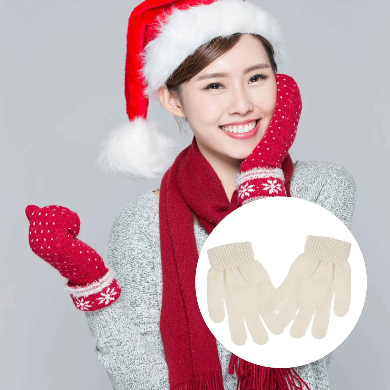 

Children'S Warm Knitted Five Finger Stretchy Lightweight Washable For Kids Boy Girl 4-12 Years Winter Autumn Full Finger