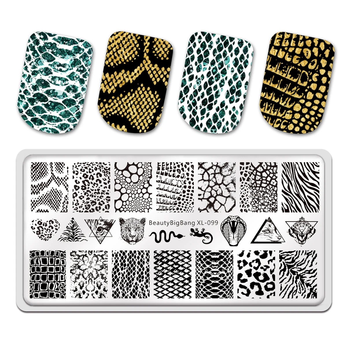BeautyBigBang Stamping Plates Set Classic Style Animal Geometry Snake Flower Tiger Pattern Image Nail Art Template