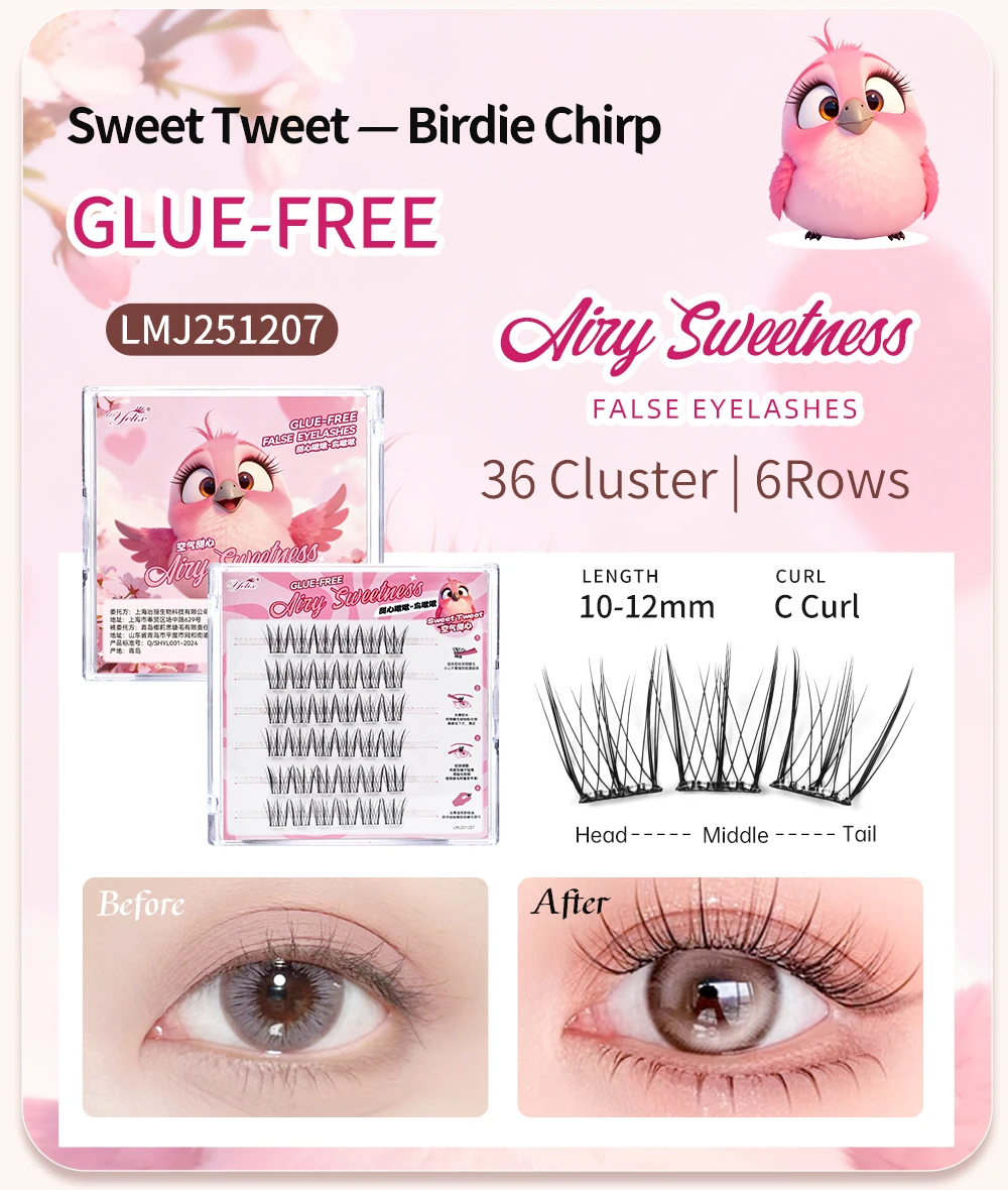 Yelix Kleberfreie Falsche Wimpern 15 Stile Selbstklebende Cluster-Wimpern Natürliche Einzelwimpern-Verlängerungen Großhandel Wimpern-Zubehör – Detail 13