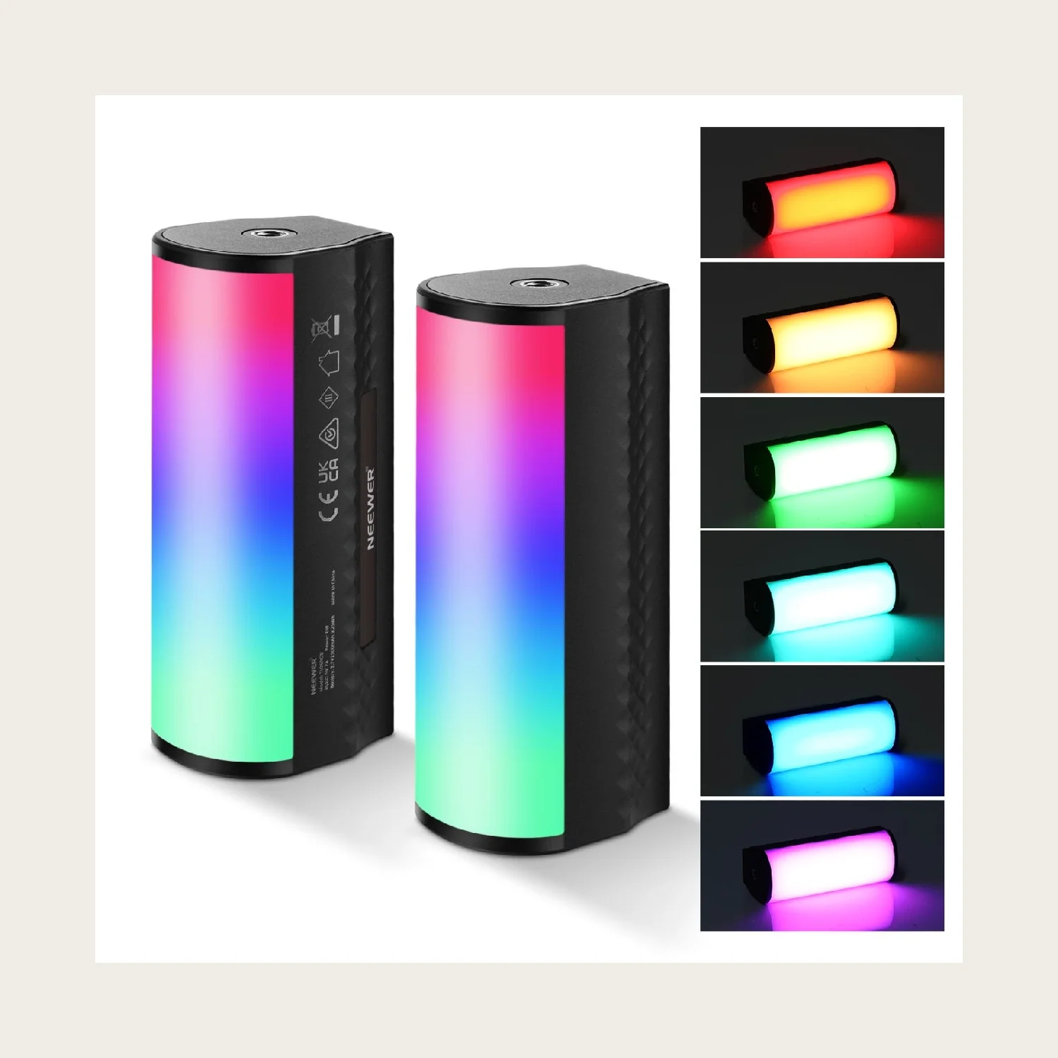 NEEWER 2 Pack 360° Full RGB Magnetic Handheld Mini LED Video Light Stick Light Wand for Photography TikTok YouTube Vlog