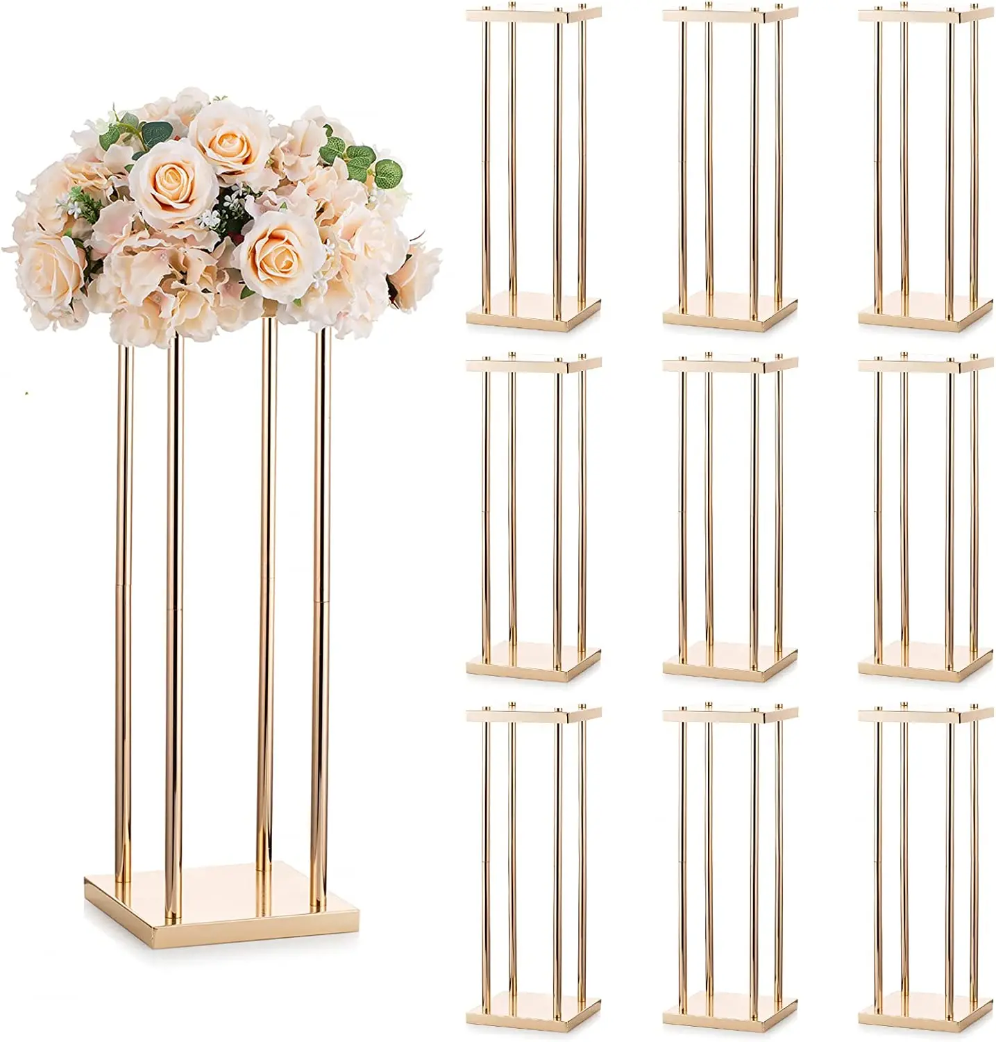 5 PCS/ LOT Flower Vase Gold Column Stand Metal Road Lead Wedding Centerpiece Flower Rack For Event Party Decoration