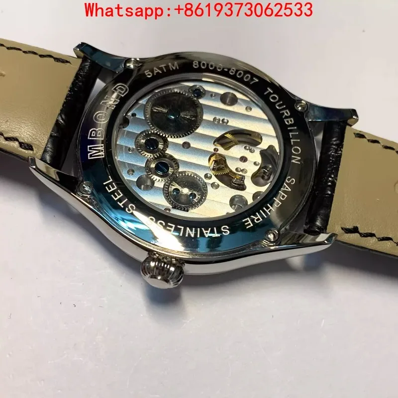 Men's Watch ST8006 Tourbillon Movement Watch, Upgraded Movement American Alligator Leather Strap 50m waterproof
