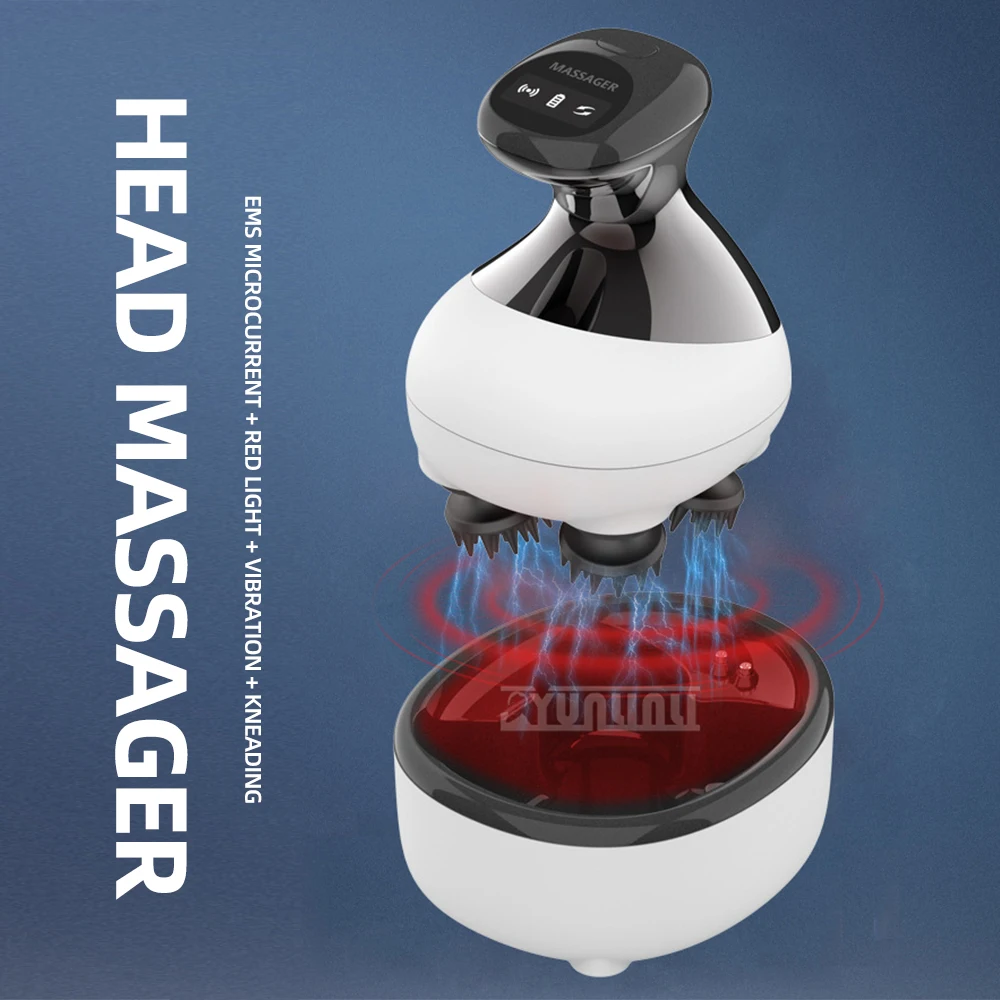 EMS Head Massager Fully Automatic Kneading Electric Therapy Scalp Meridian Brush Head Massager