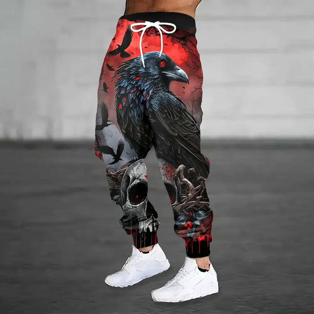 

Men Sweatpants Fashion Skull Chain Printed Sweatpants Men Loose Casual Pocket Drawstring Sweatpants Winter Thick Warm Sweatpants