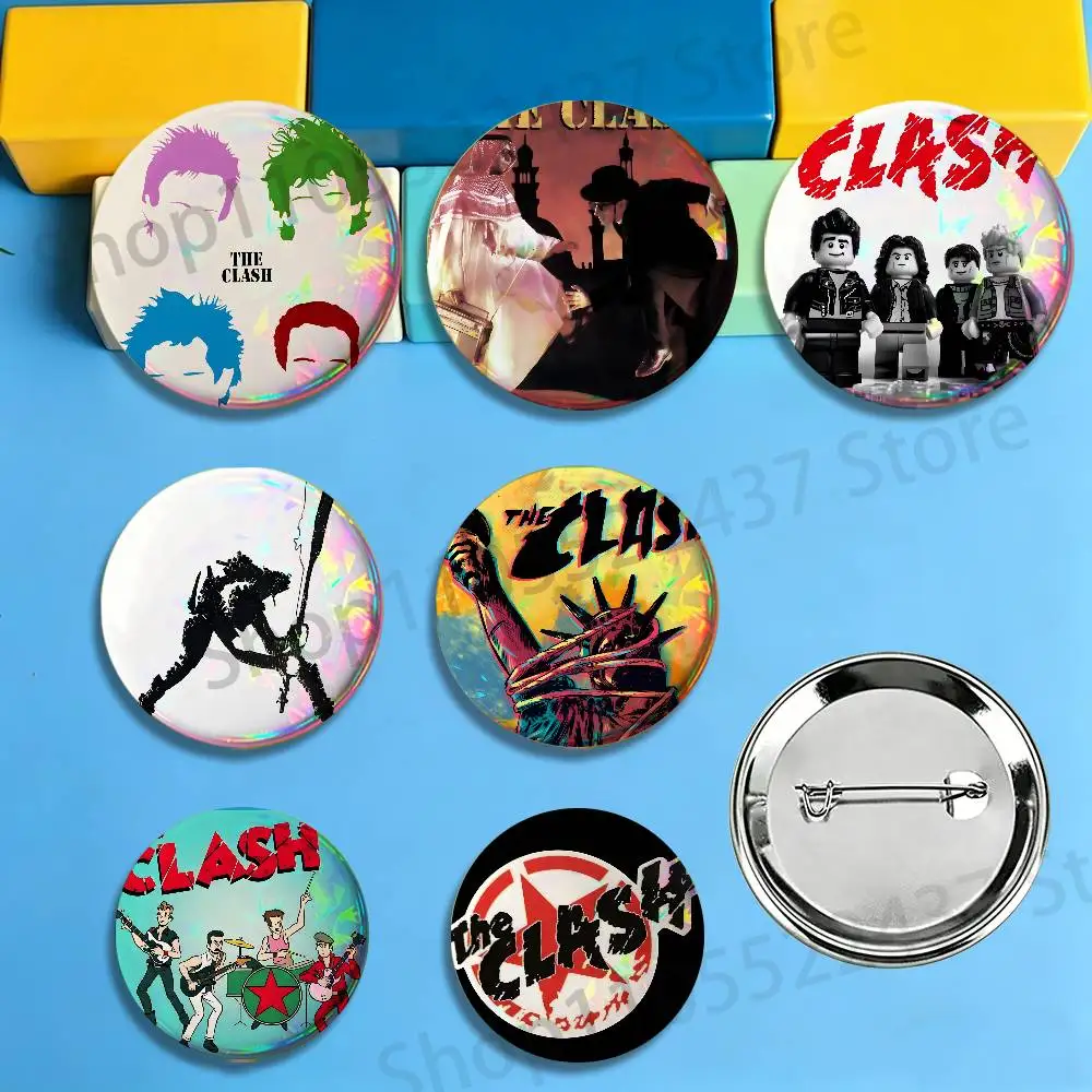 Rock Music Heavy Metal Band The Clash Enamel Pins Badge Round Brooch for Backpack Decor Accessories 25/32/44/58/75mm