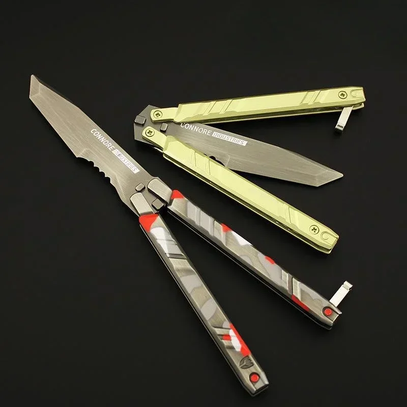 1 Pc 21cm Butterfly Knife-Camouflage Red Alloy Valorant Peripheral Reconnaissance Throwing Knife Weapon Model Toy