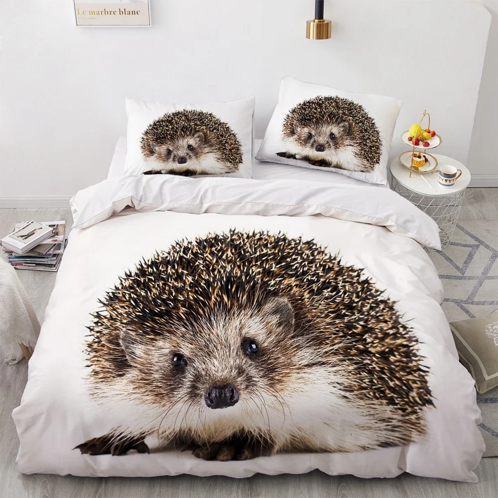 

Hedgehog Duvet Cover King Queen 3D Lovely Animal Bedding Set For Kids Teens Adults Wildlife Quilt Cover Pillowcase Child Gifts