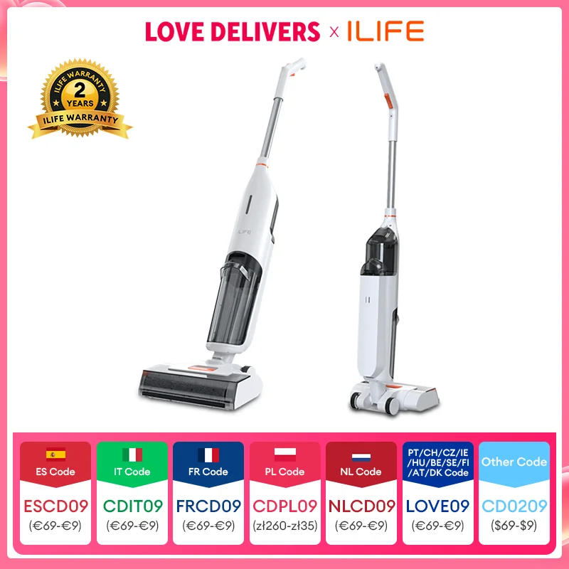 ILIFE W90 – vadrouille intelligente sans fil, humide et sec, aspiration 5500Pa, autonettoyante de 1 Min, grand réservoir d'eau double
