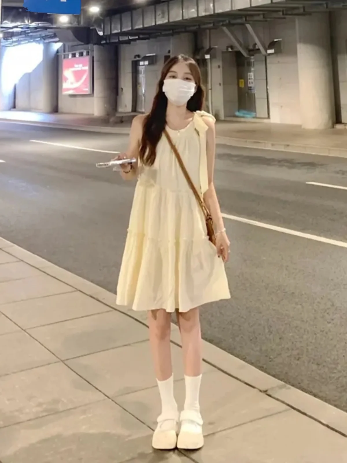 2024 Summer New Small Size Strapl Ne Hanging Beach Dr Women's Faion Fairy T Beach Skirt Korean Sle High Waist ...