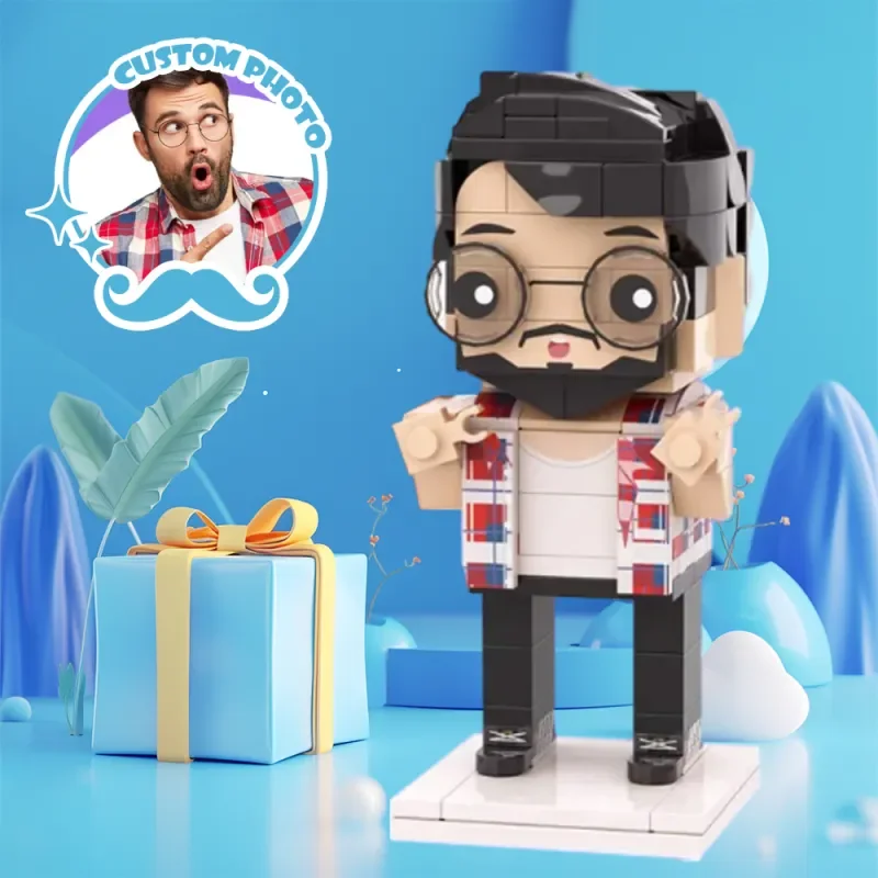 Le mie figure di mattoni personalizzate a sorpresa per papà Figure di mattoni con testa personalizzata Figure di super papà Piccoli blocchi di particelle Blocchi di costruzione giocattolo