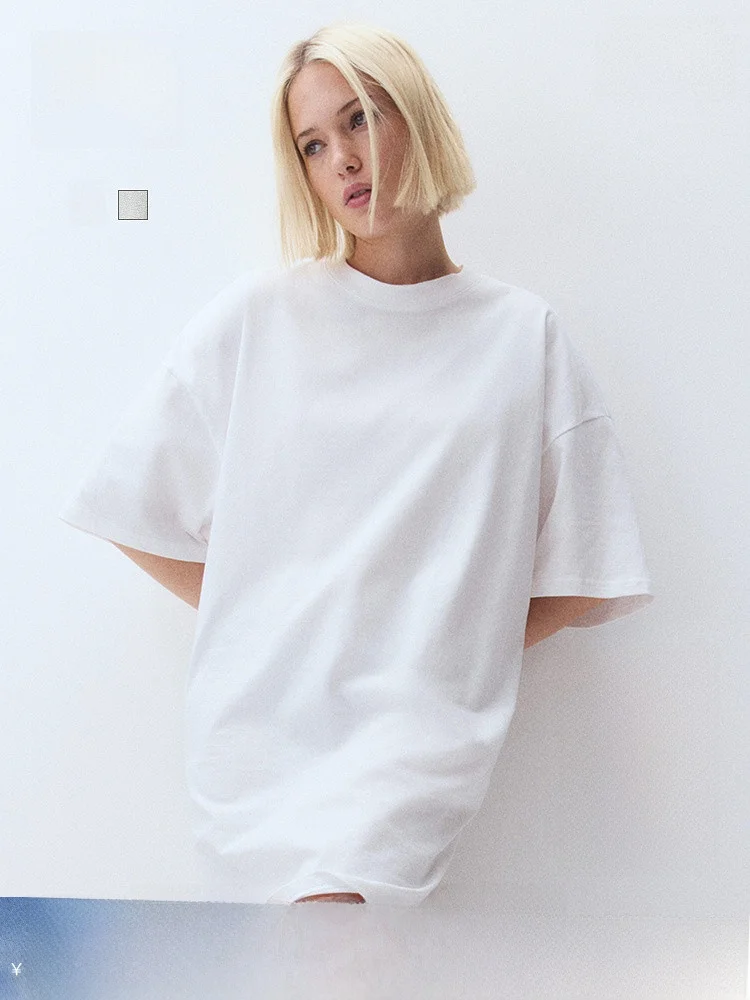 

Женская футболка H&M из мягкой ткани свободного кроя, новинка весенней коллекции, повседневная, с круглым вырезом, короткий рукав