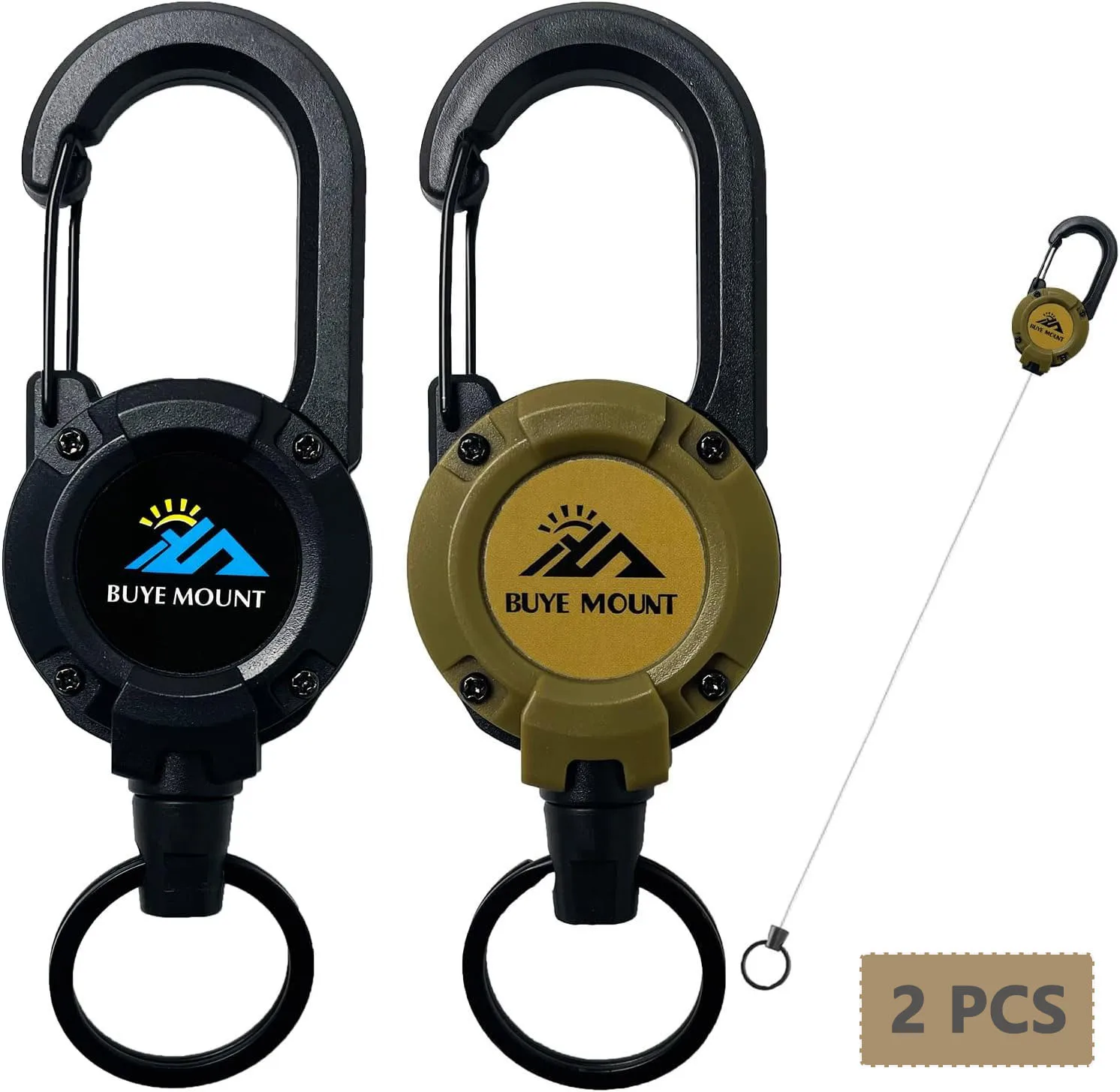 2-Pack Heavy Duty Retractable Keychain, Tactical ID Badge Reel with 22.8
