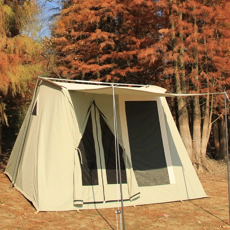 New Outdoor Camping Tent with Canopy 2 People Easy to Set up Portable Family Spring Outdoor Canvas Tent Travel Hiking Picnic