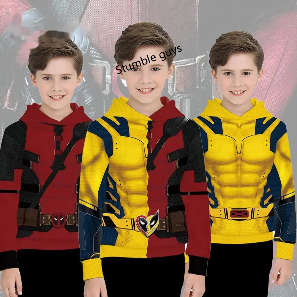 Disney Marvel Kids Superhero Cosplay Deadpool Wolverine Boys Hoodies Halloween Jacket Howlett Party Men Women Streetwear Top