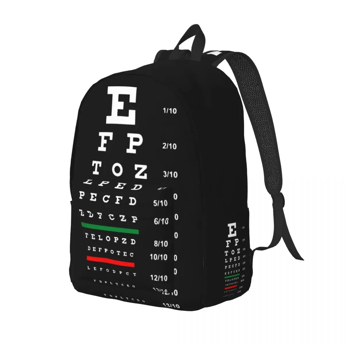 Ophthalmologist Optical Chart Canvas Backpacks for Women Water Resistant College School Eye Exam Glasses Bag Printing Bookbags