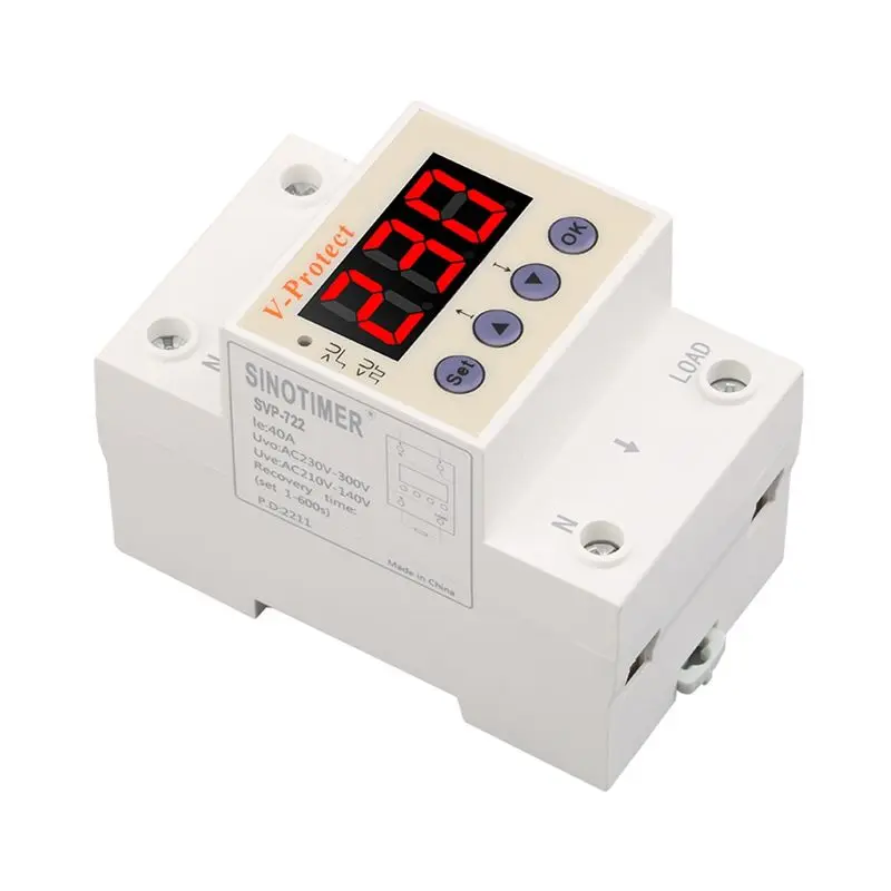 ABJY  SVP-722 63A Din Rail Adjustable Over Voltage and Under Voltage Protective Device Protector Relay Overvoltage Protector